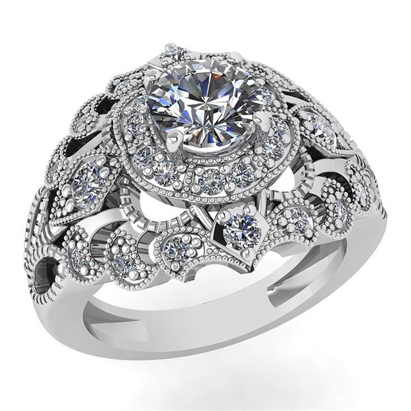 Certified 1.10 Ctw Diamond Wedding/Engagement 14K White