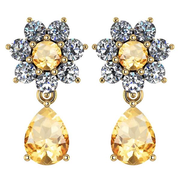 Certified 4.86 Ctw Citrine And Diamond 18K Rose Gold Ha