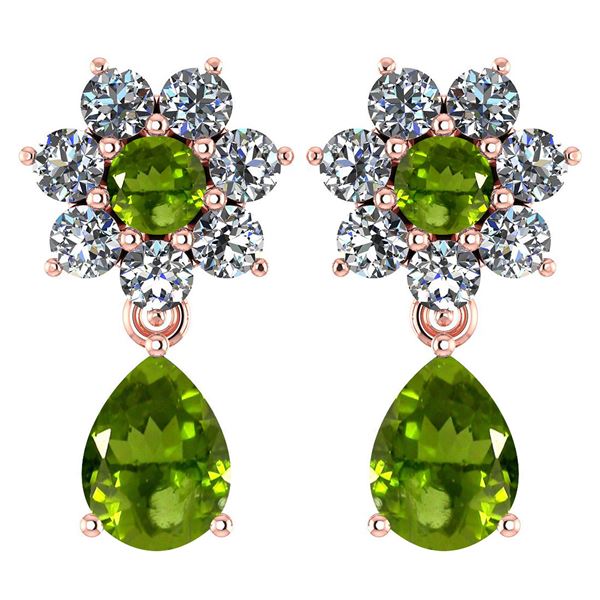 Certified 4.86 Ctw Peridot And Diamond 14k Rose Gold Ha