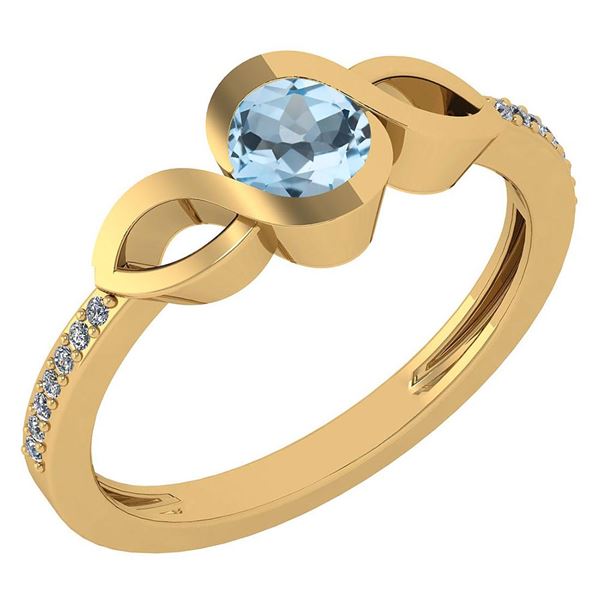 Certified 0.52 Ctw Aquamarine And Diamond 14k Yellow Go