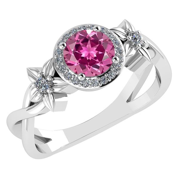 Certified 1.00 Ctw Pink Tourmaline And Diamond 14k Whit