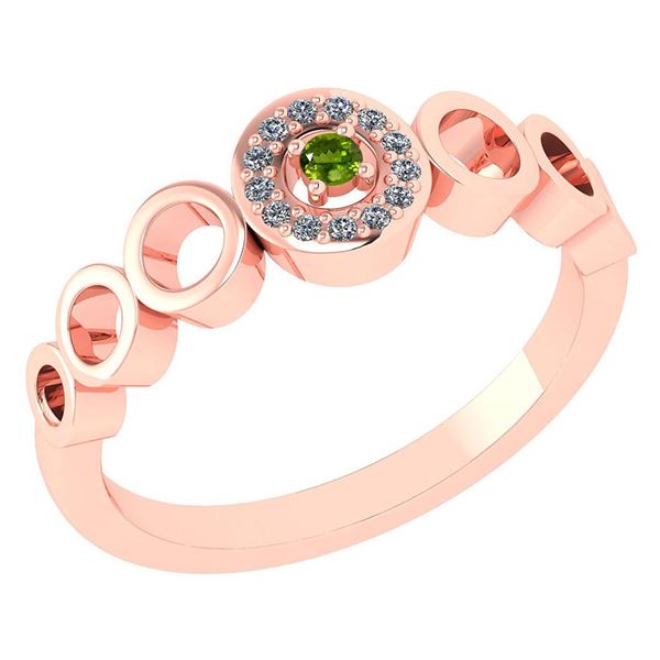 Certified 0.09 Ctw Peridot And Diamond 14k Rose Gold Ha