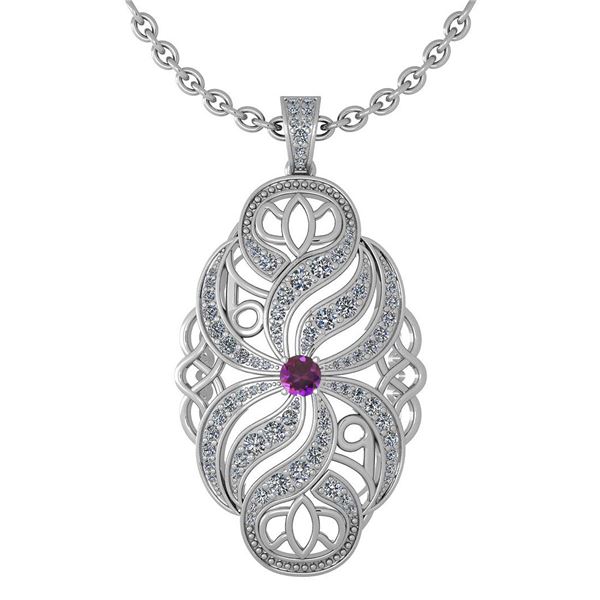 Certified 1.37 Ctw Amethyst And Diamond Necklace For St