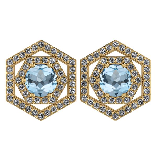 Certified 1.38 Ctw Aquamarine And Diamond 14k Yellow Go