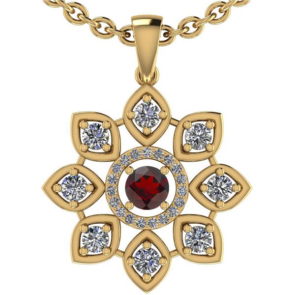 Certified 1.10 Ctw Garnet And Diamond I1/I2 10K Yellow