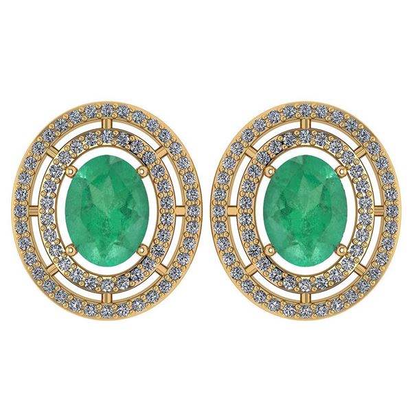 Certified 3.12 Ctw Emerald And Diamond 18K Yellow Gold