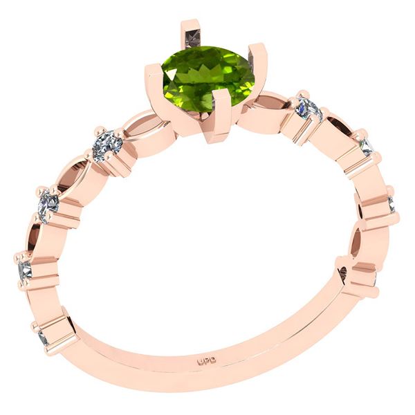 Certified 0.68 Ctw I2/I3 Peridot And Diamond 10K Rose G