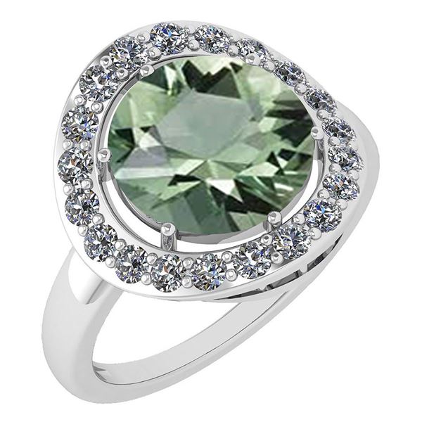 Certified 4.08 Ctw Green Amethyst And Diamond VS/SI1 Ha