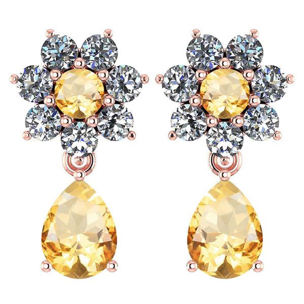 Certified 4.86 Ctw Citrine And Diamond 18K Rose Gold Ha