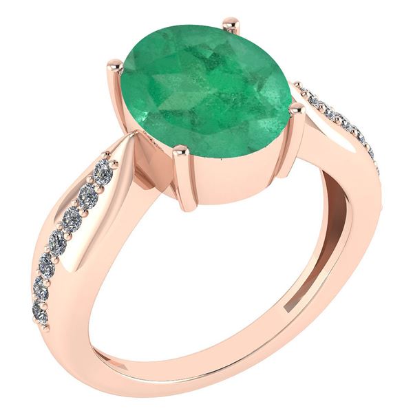 Certified 5.30 Ctw Emerald And Diamond VS/SI1 Ring 14k