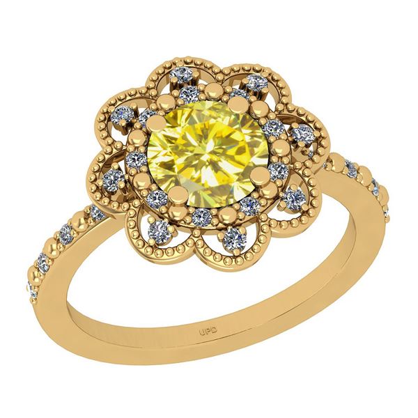 Certified 1.45 Ctw I2/I3 Treated Fancy Yellow And Diamo