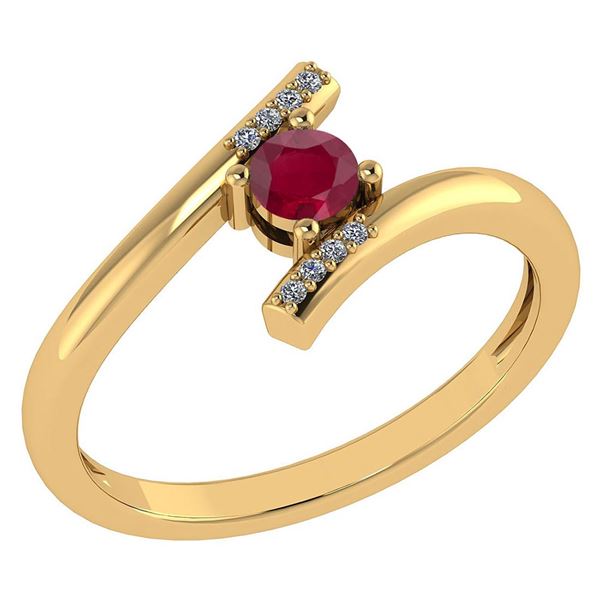 Certified 0.27 Ctw Ruby And Diamond 14k Yellow Gold Hal