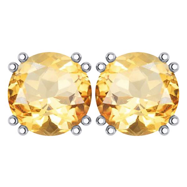 Certified 6.00 Ctw Genuine Citrine 14K White Gold Stud