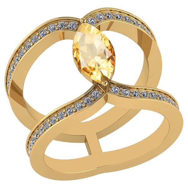Certified 1.52 Ctw Citrine And Diamond VS/SI1 Ring 14K