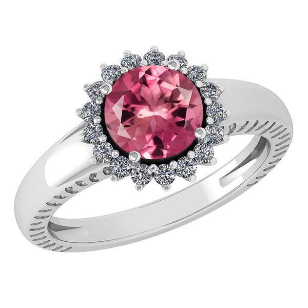 Certified 1.48 Ctw Pink Tourmaline And Diamond Wedding/