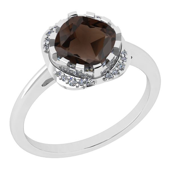 Certified 1.15 Ctw Smoky Quartz And Diamond SI1/SI2 14K