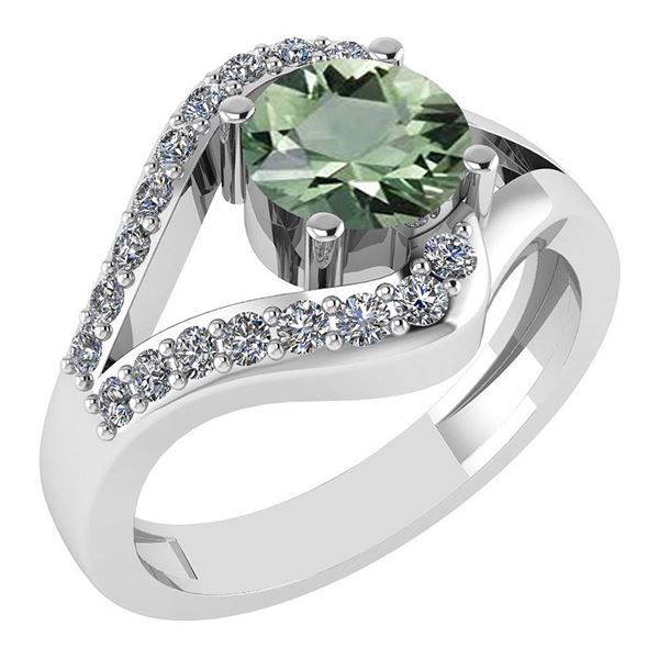 Certified 1.07 Ctw Green Amethyst And Diamond VS/SI1 Ha