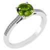 Image 1 : Certified 1.37 Ctw Peridot And Diamond 14k White Gold H
