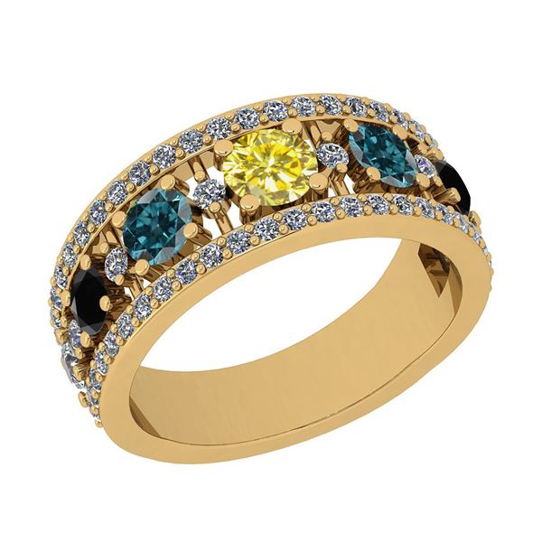 Certified 1.67 Ctw I2/I3 Multi Treated Fancy Blue,Black