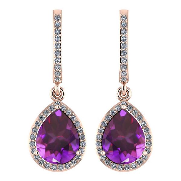 Certified 4.35 Ctw Amethyst And Diamond Wedding/Engagem