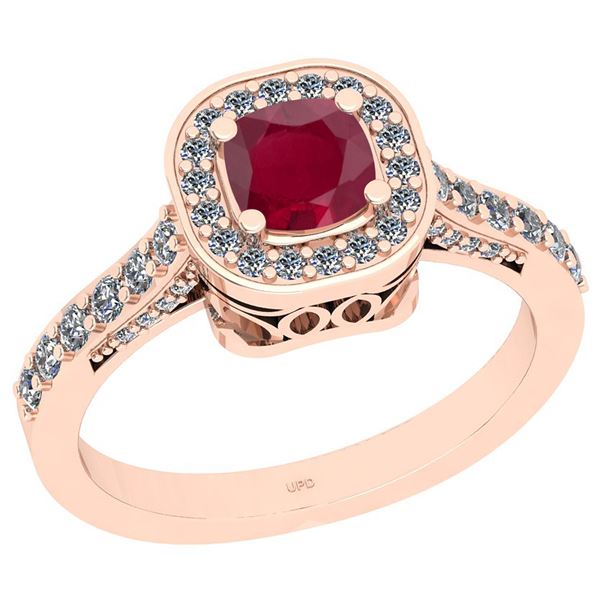 Certified 1.01 Ctw I2/I3 Ruby And Diamond 14K Rose Gold