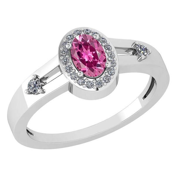 Certified 0.65 Ctw Pink Tourmaline And Diamond 14k Whit