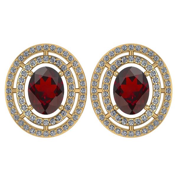 Certified 3.12 CTW Garnet And Diamond 14k Yellow Gold H