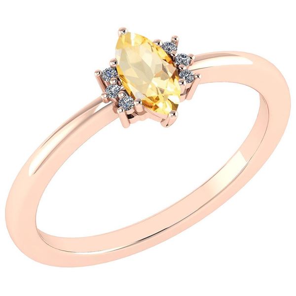 Certified 0.68 Ctw Citrine And Diamond VS/SI1 Halo Ring