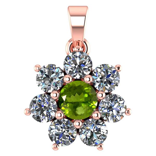 Certified 0.93 Ctw Peridot And Diamond 14k Rose Gold Ha