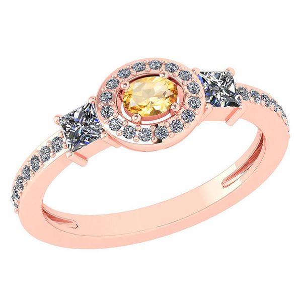Certified 0.77 Ctw Citrine And Diamond 14k Rose Gold Ha