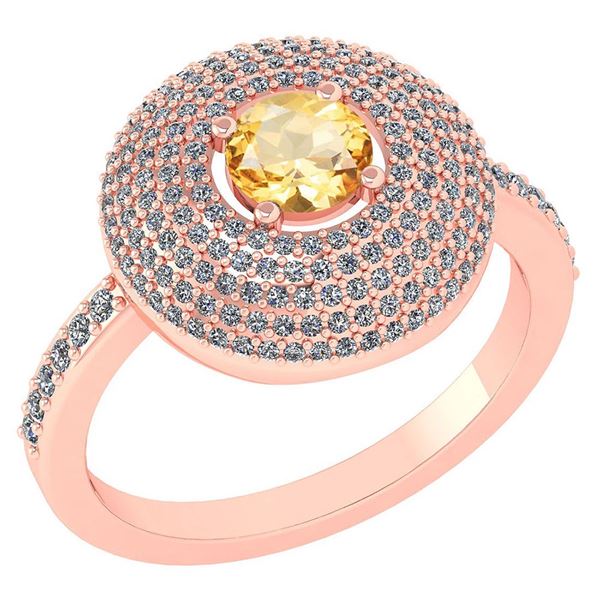 Certified 0.99 CTW Citrine And Diamond 14k Rose Gold Ha