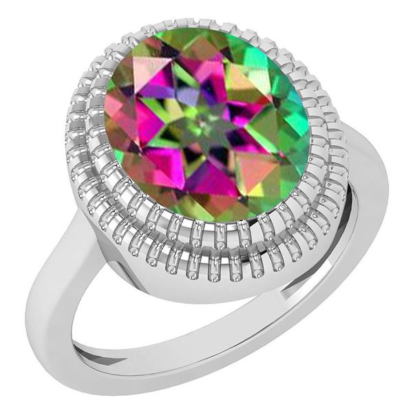 Certified 5.05 Ctw Mystic Topaz 14K White Gold Solitair