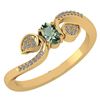 Image 1 : Certified 0.28 CTW Green Amethyst And Diamond 14k Yello