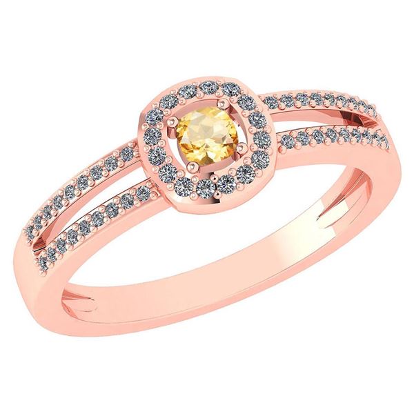 Certified 0.57 Ctw Citrine And Diamond 14k Rose Gold Ha