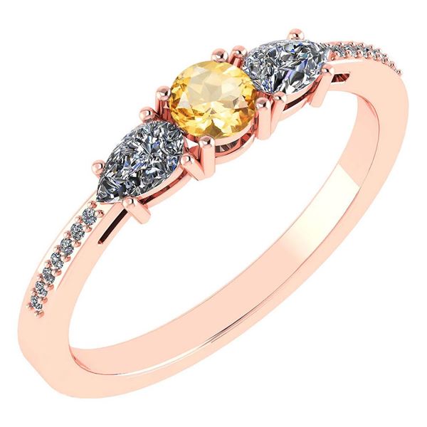 Certified 0.77 Ctw Citrine And Diamond 18K Rose Gold Ha