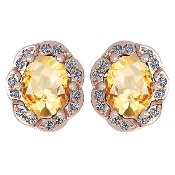 Certified 0.88 Ctw Citrine And Diamond 14K Rose Gold St