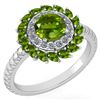 Image 1 : Certified 2.40 Ctw Peridot And Diamond VS/SI1 Halo Ring