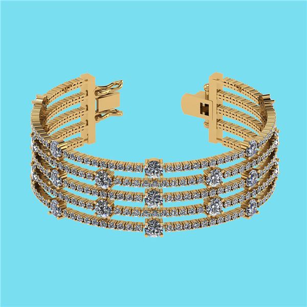 Certified 20.06 Ctw SI2/I1 Diamond 14K Yellow Gold Brac