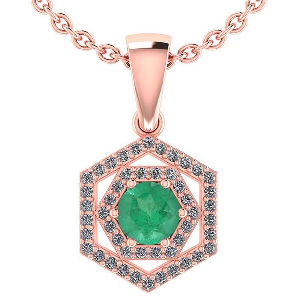 Certified 0.69 Ctw Emerald And Diamond 18K Rose Gold Ha