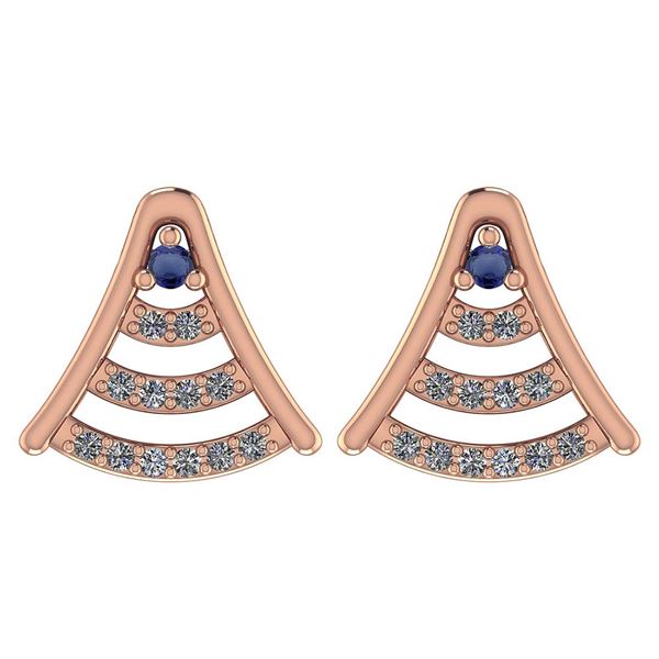 Certified 0.15 Ctw Blue Sapphire And Diamond 14k Rose G