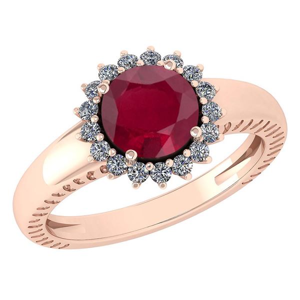Certified 1.48 Ctw Ruby And Diamond Wedding/Engagement