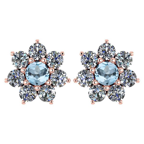 Certified 1.86 Ctw Aquamarine And Diamond 14k Rose Gold
