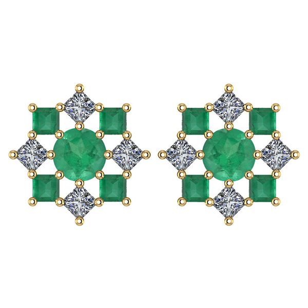 Certified 1.46 Ctw Emerald And Diamond 18k Yellow Gold