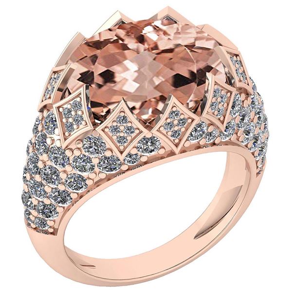 Certified 7.81 Ctw Morganite And Diamond VS/SI1 Engagem