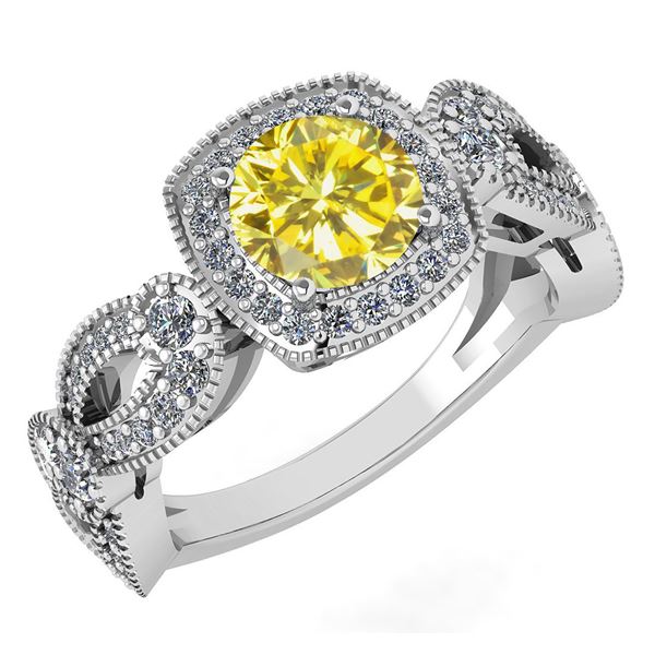 Certified 1.83 Ctw Treated Fancy Yellow Diamond Wedding