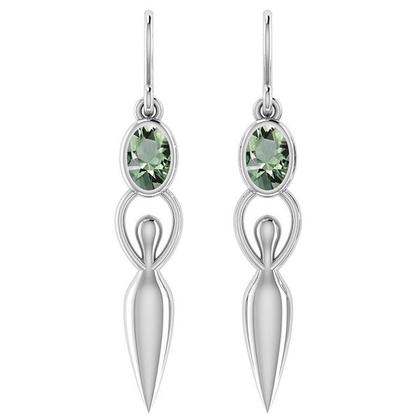 Certified 1.00 Ctw Green Amethyst And Diamond 14k White
