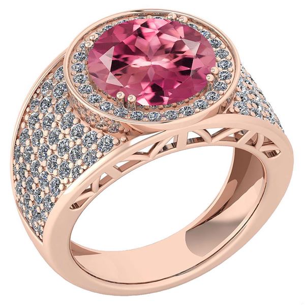 Certified 4.71 Ctw Pink Tourmaline And Diamond VS/SI1 U