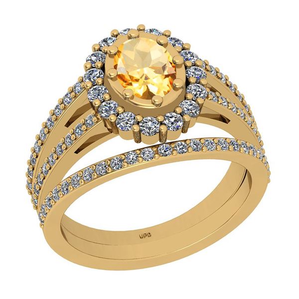 Certified 1.59 Ctw I2/I3 Citrine And Diamond 14K Yellow
