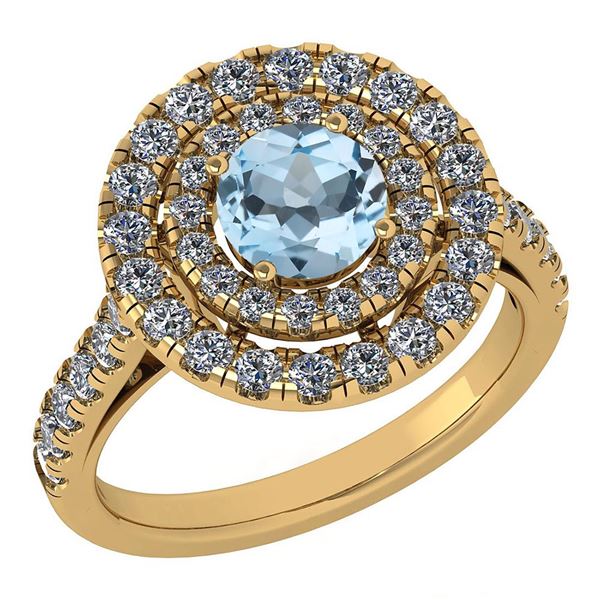 Certified 1.99 Ctw Aquamarine And Diamond Wedding/Engag