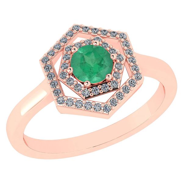 Certified 0.69 Ctw Emerald And Diamond 14k Rose Gold Ha